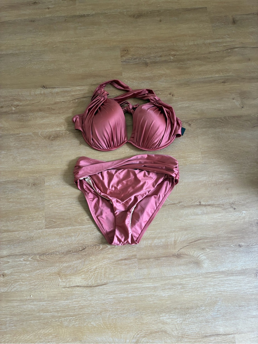 La Blanca Rose Pink Twist Halter Bikini Set